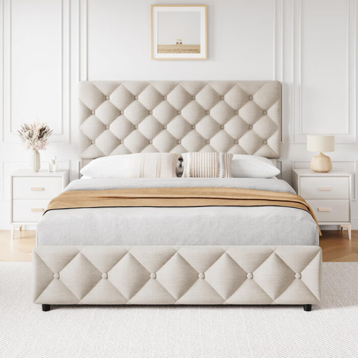 Noelson Upholstered Platform Storage Bed - Chic Decora