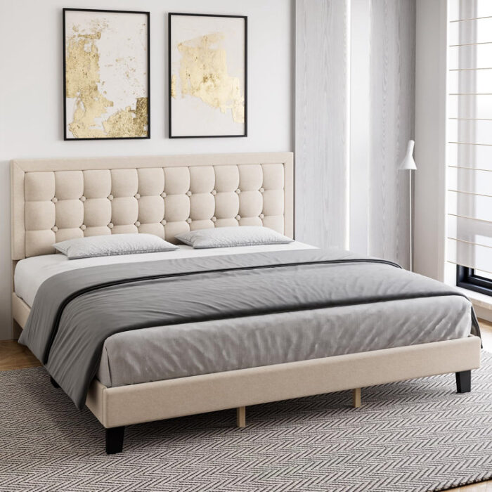 Nurdane Upholstered Platform Bed - Chic Decora