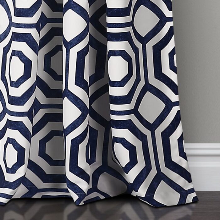 Octagon Blocks Polyester Room Darkening Curtain Pair (Set of 2) - Chic Decora