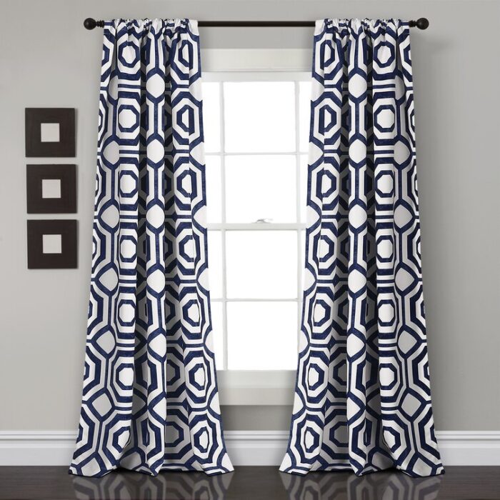 Octagon Blocks Polyester Room Darkening Curtain Pair (Set of 2) - Chic Decora