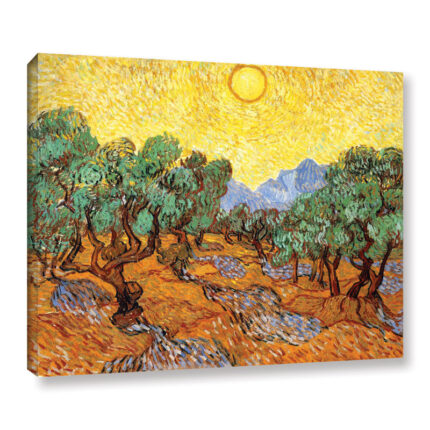 Olive Grove with Yellow Sky by Vincent Van Gogh Graphic Art on Canvas - Chic Decora