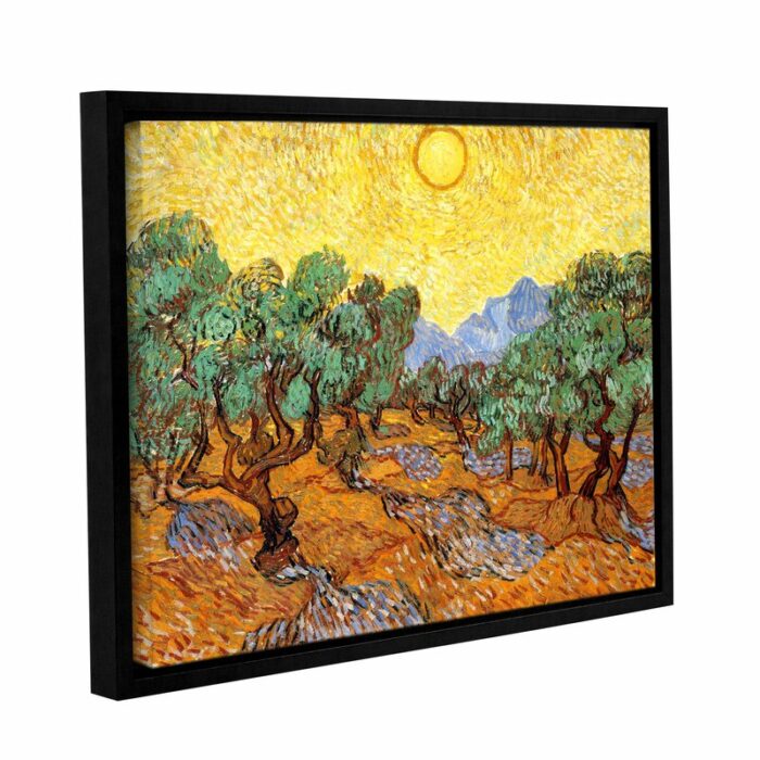 Olive Grove with Yellow Sky by Vincent Van Gogh Graphic Art on Canvas - Chic Decora