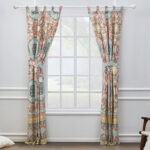 Olympia Geometric Semi-Sheer Tab Top Curtains/Drapes (Set of 2) - Chic Decora