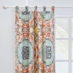 Olympia Geometric Semi-Sheer Tab Top Curtains/Drapes (Set of 2) - Chic Decora