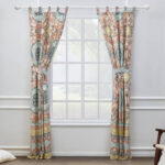 Olympia Geometric Semi-Sheer Tab Top Curtains/Drapes (Set of 2) - Chic Decora