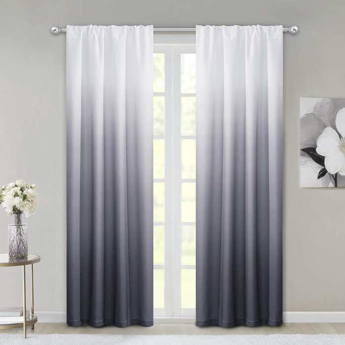 Ombre Room Darkening Curtains for Living Room 40″W x 84″L Machine Washable Panel Pair (Set of 2) - Chic Decora