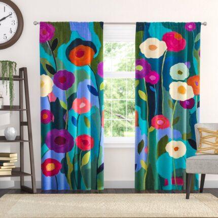 Milione Fiori Polyester Semi Sheer Curtain Pair (Set of 2) - Chic Decora