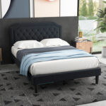 Onua Upholstered Platform Bed With Tufted Headboard and Wooden Frame - Chic Decora