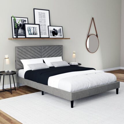 Tinela Fabric Upholstered Platform Bed Frame - Chic Decora