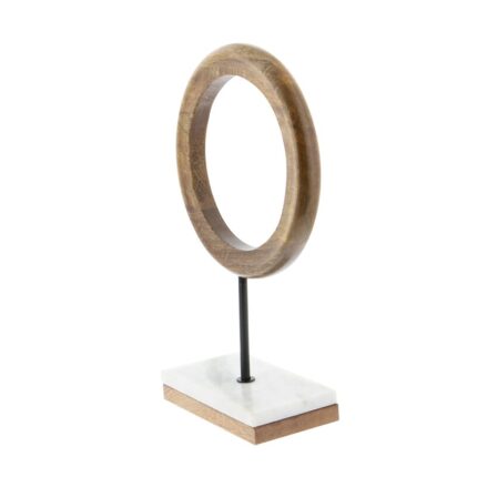 Oropeza Mango Wood Circle Geometric Decorative Sculpture with Marble Stand - Chic Decora