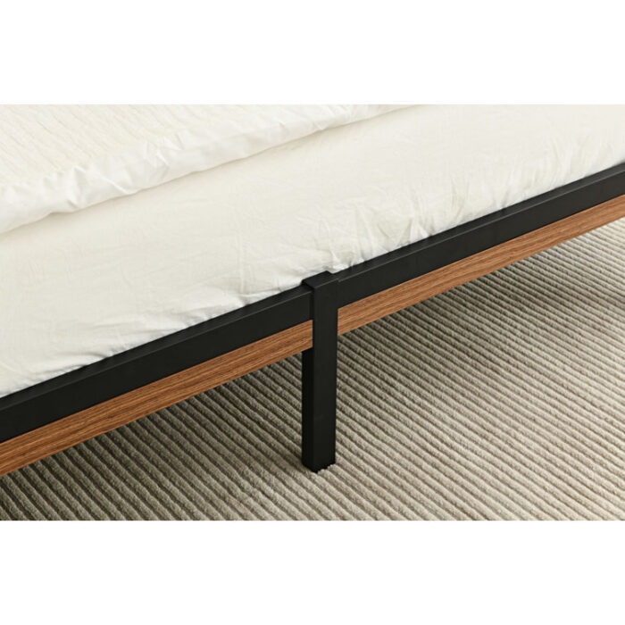 Orv Metal Platform Bed with Middle Wooden Slat Headboard - Chic Decora