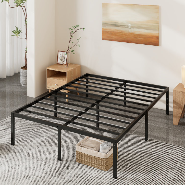 Fenham Metal Platform Bed with Industrial Wood headboard - Chic Decora