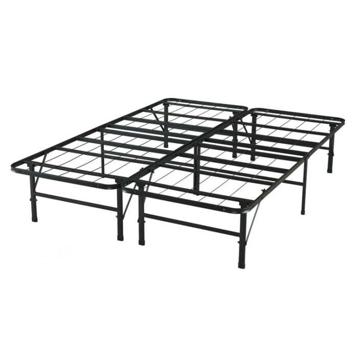 Overshores 14″ Metal Platform Bed Frame Steel with Slat Support Folding Platform Bed - Chic Decora