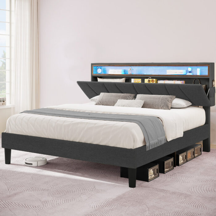 Owatonna Upholstered Bookcase Bed - Chic Decora