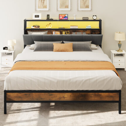 Owatonna Upholstered Bookcase Storage Bed - Chic Decora