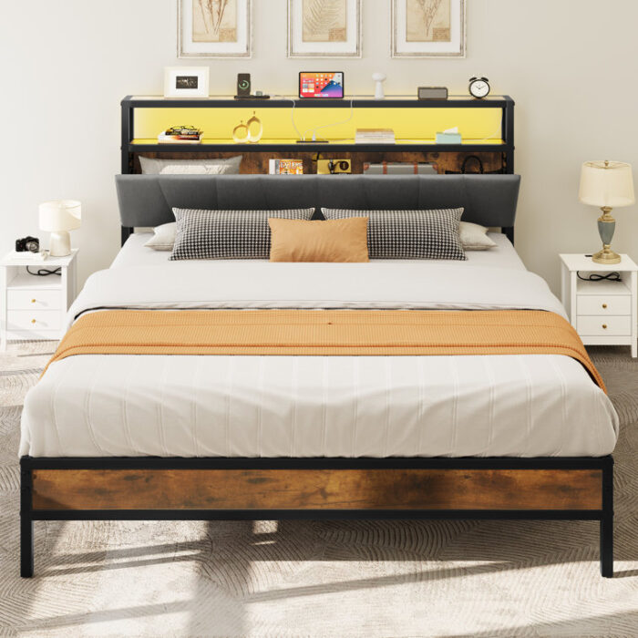 Owatonna Upholstered Bookcase Storage Bed - Chic Decora