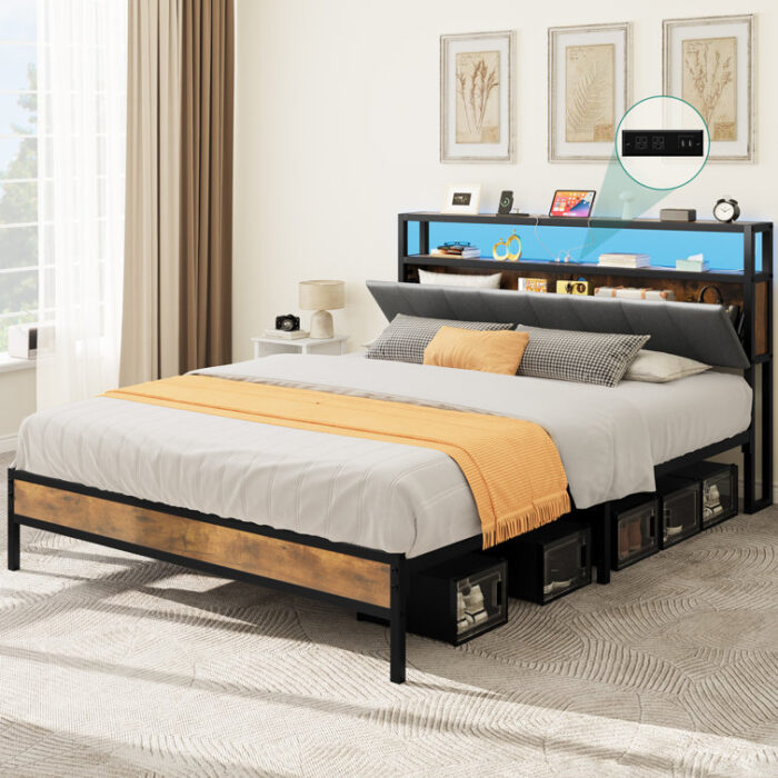 Owatonna Upholstered Bookcase Storage Bed - Chic Decora