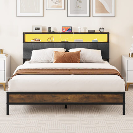 Upholstered Bookcase Storage Bed - Chic Decora