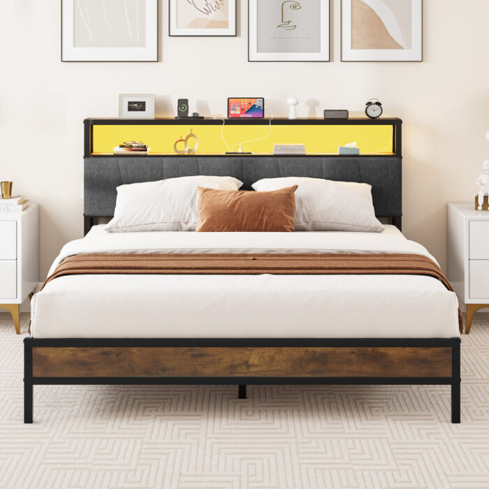 Owatonna Upholstered Bookcase Storage Bed - Chic Decora