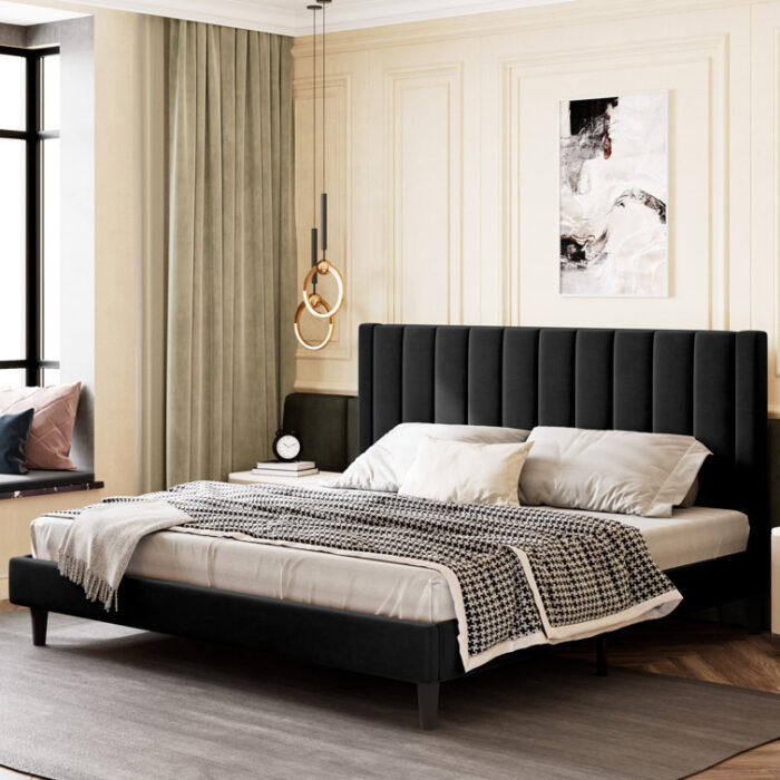 Ozella Upholstered Platform Bed - Chic Decora