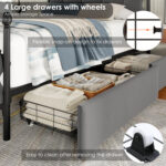 Pacer Upholstered Storage Bed With 4 Drawers & Adjustable Headboard - Chic Decora