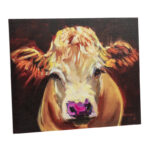 Painted Canvas Wall Decor with Cow Design - Chic Decora