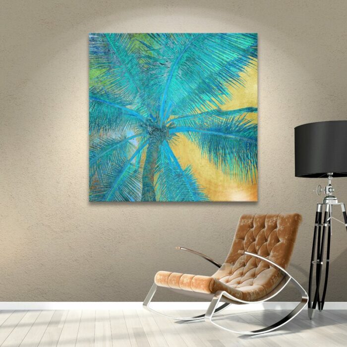 Palm Tree Sunset II Painting Print on Wrapped Canvas - Chic Decora