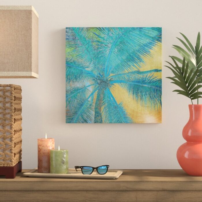 Palm Tree Sunset II Painting Print on Wrapped Canvas - Chic Decora