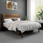 Paloma Wood And Metal Bed Frame With Headboard - Chic Decora