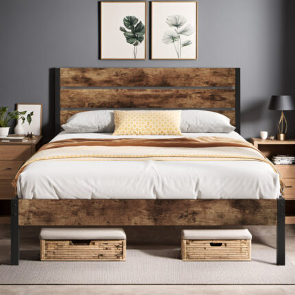 Antonious Upholstered Metal Platform Bed - Chic Decora