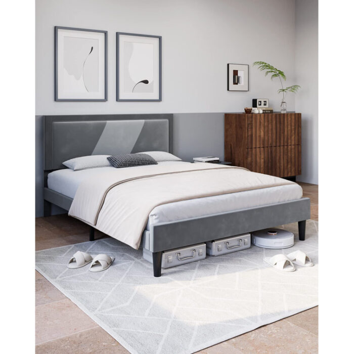 Patmar Upholstered Metal Platform Bed - Chic Decora