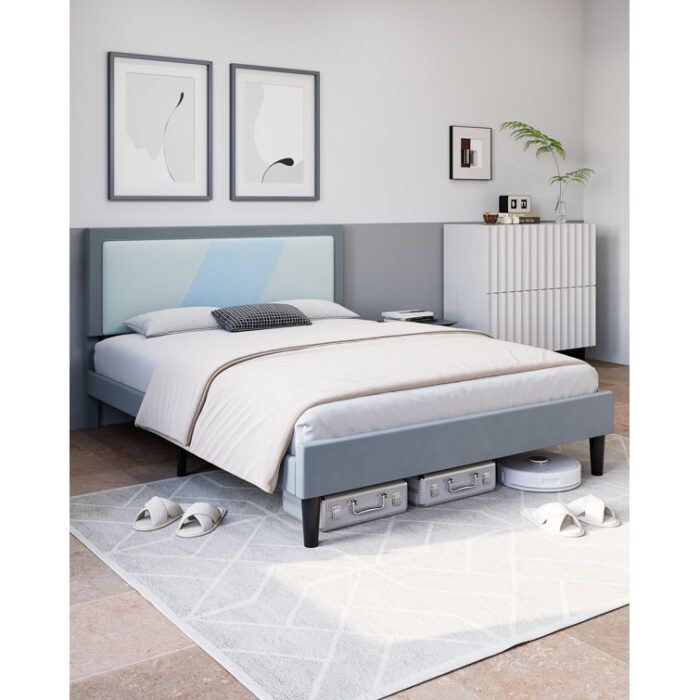 Patmar Upholstered Metal Platform Bed - Chic Decora