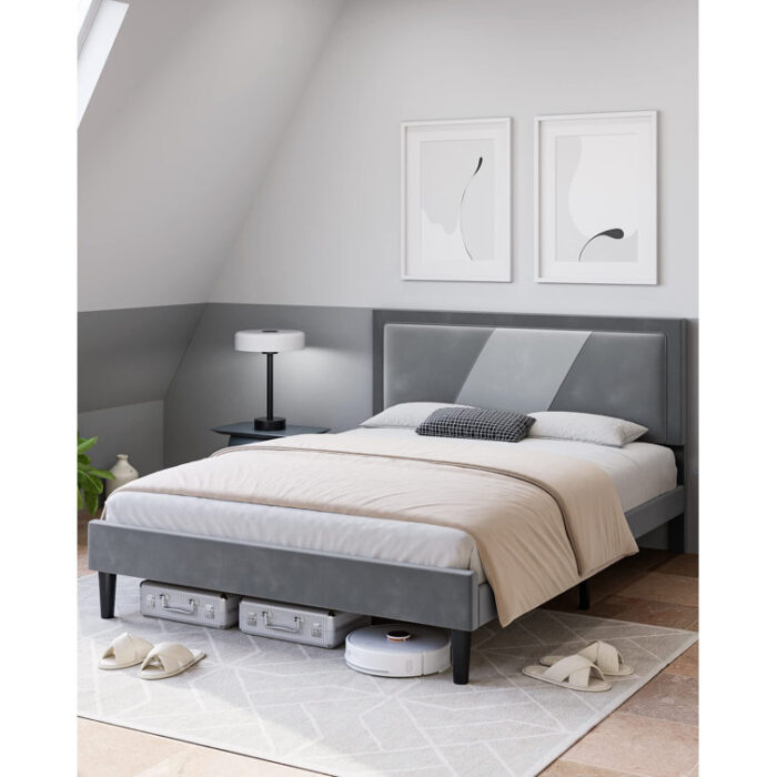 Patmar Upholstered Metal Platform Bed - Chic Decora