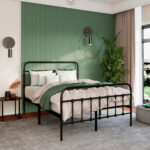 Payan Metal Platform Bed with Vintage Headboard and Footboard - Chic Decora