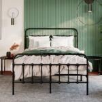 Payan Metal Platform Bed with Vintage Headboard and Footboard - Chic Decora