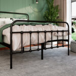 Payan Metal Platform Bed with Vintage Headboard and Footboard - Chic Decora