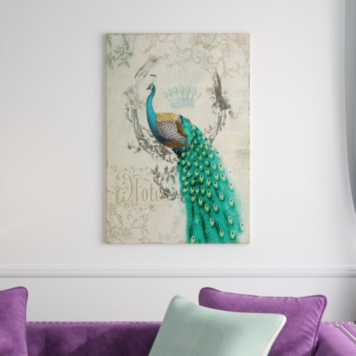 Peacock Poise Graphic Art on Wrapped Canvas - Chic Decora