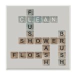 Pedroza ” Scrabble Bathroom Illustration ” by Longfellow Designs - Chic Decora