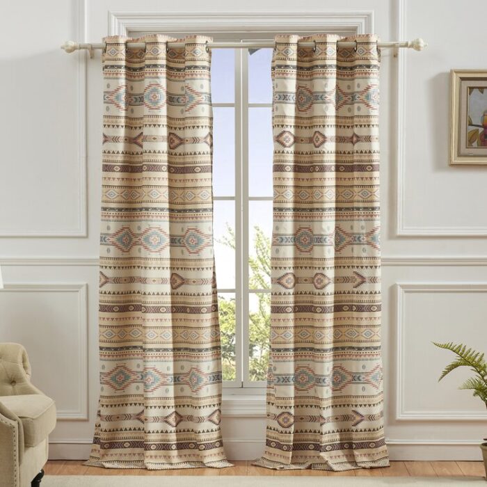 Phoenix Southwest Geometric Semi-Sheer Grommet Curtain Panels (Set of 2) - Chic Decora