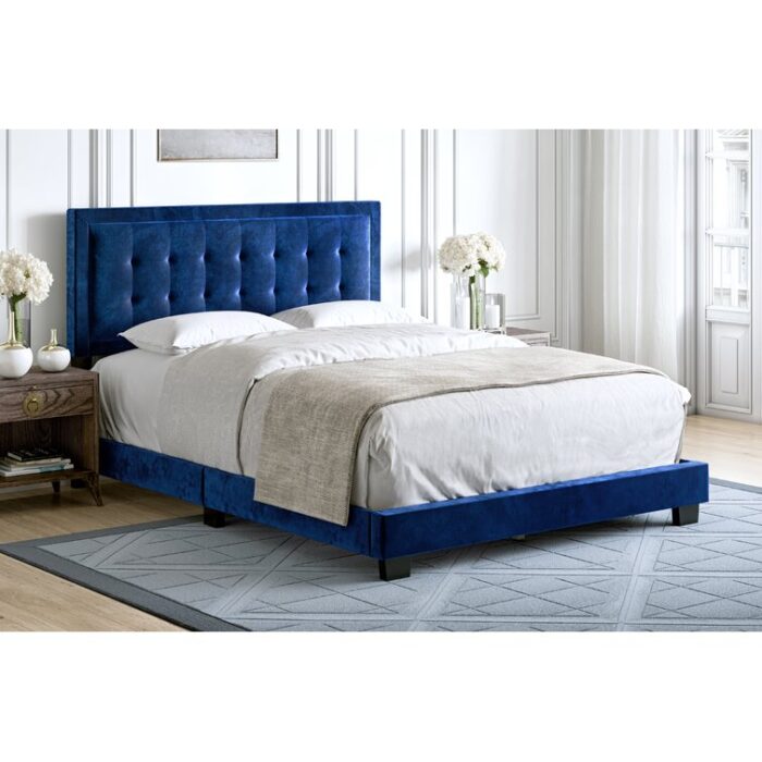 Pisa Velvet Upholstered Platform Bed Frame - Chic Decora