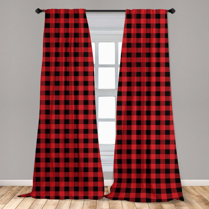 Plaid Semi-Sheer Rod Pocket Sliding Panel (Set of 2) - Chic Decora