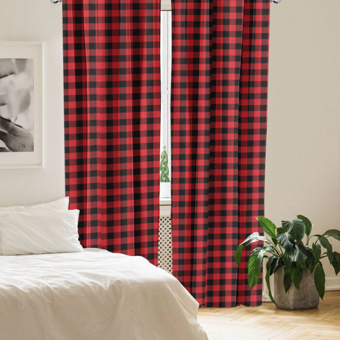 Plaid Semi-Sheer Rod Pocket Sliding Panel (Set of 2) - Chic Decora