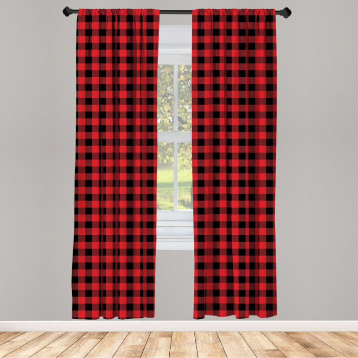 Plaid Semi-Sheer Rod Pocket Sliding Panel (Set of 2) - Chic Decora