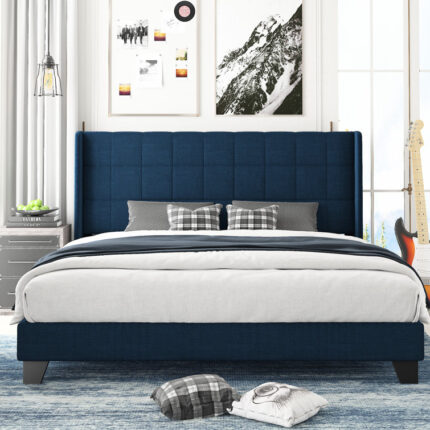 Platform Bed Frame With Wingback - Chic Decora