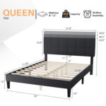 Platform Bed Frame with Upholstered Adjustable Headboard, No Box Spring Needed - Chic Decora