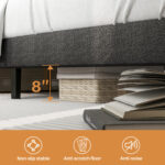 Platform Bed Frame with Upholstered Adjustable Headboard, No Box Spring Needed - Chic Decora