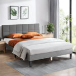 Platform Bed Frame with Upholstered Adjustable Headboard, No Box Spring Needed - Chic Decora