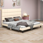 Platform Bed With Fabric Upholstered Headboard - Chic Decora