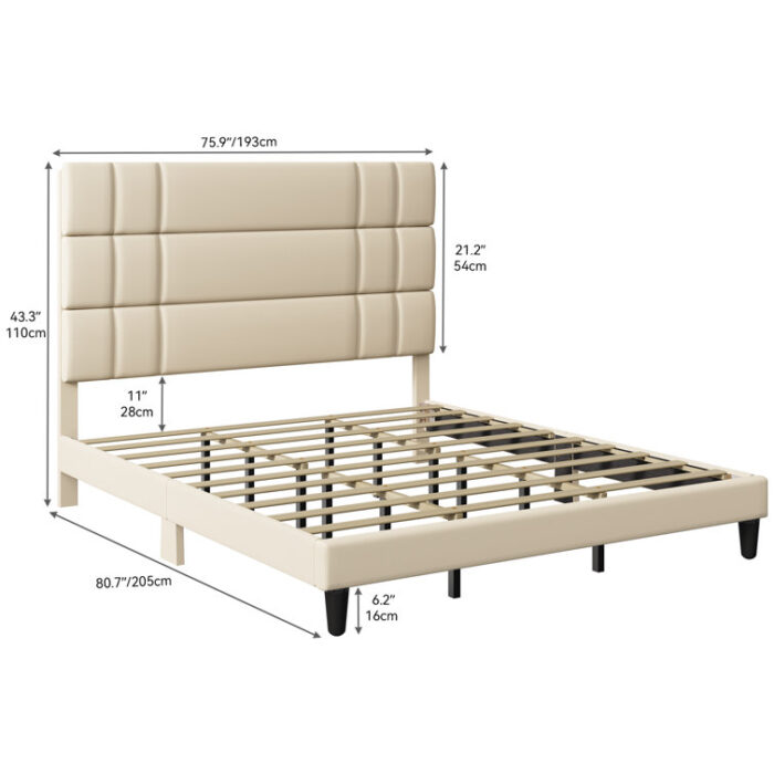 Platform Bed With Fabric Upholstered Headboard - Chic Decora