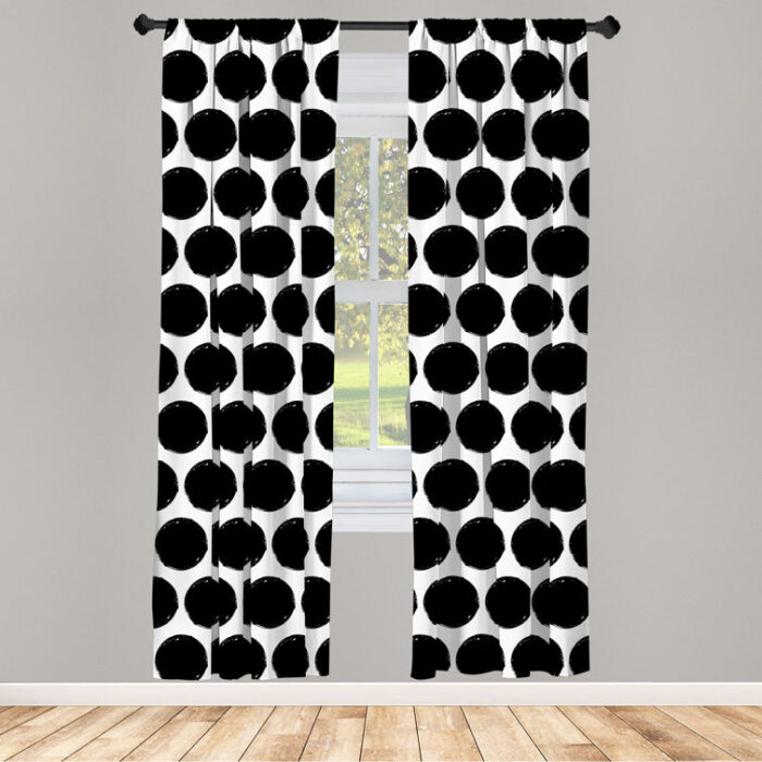 Polka Dots Semi-Sheer Rod Pocket Curtain Panels (Set of 2) - Chic Decora